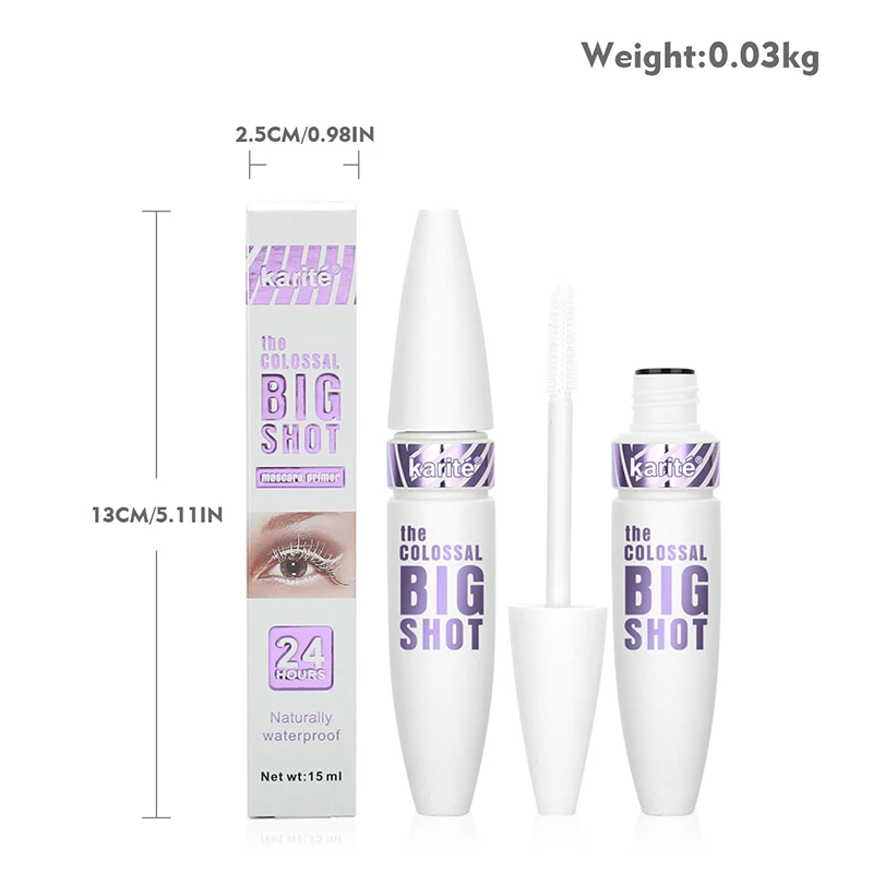 ماسكارا بيضاء طويلة ومجعدة، رموش ملونة مقاومة للماء والعرق، بدون كلمب، ليس من السهل تلطيخها، ليس من السهل التآكل