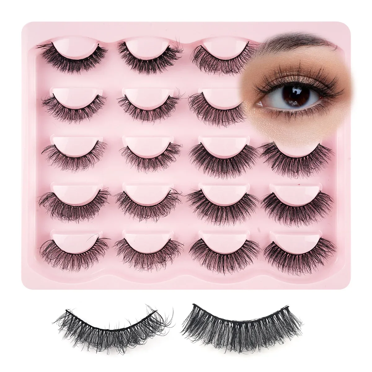 10 個 3D ミンクまつげメイクアップまつげふわふわナチュラルロングフェイクまつげフルストライプ再利用可能なつけまつげエクステンション
