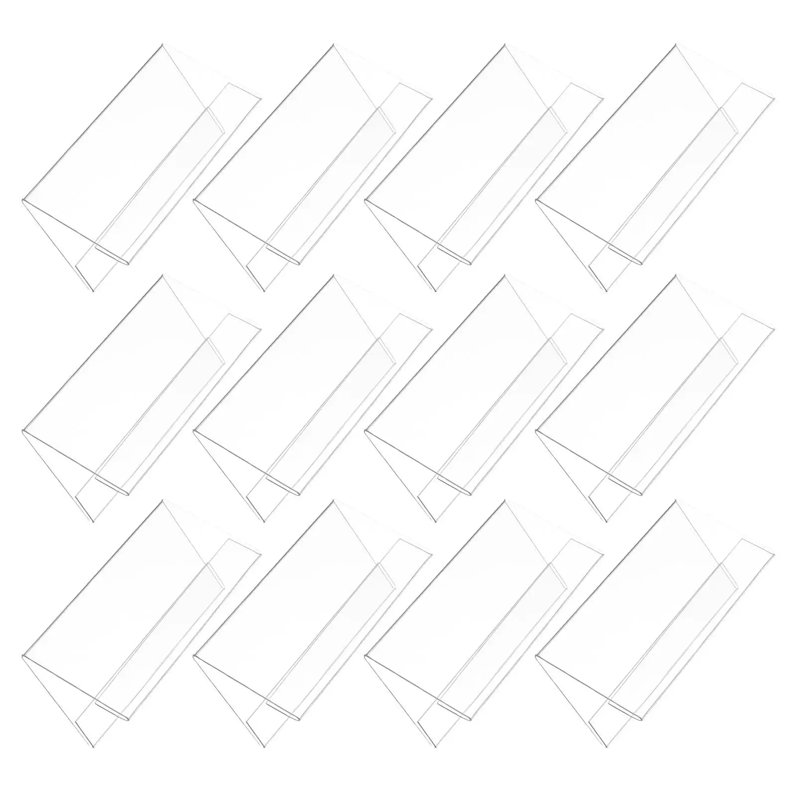 

12Pcs Double Sided Clear Desk Name Plate Holders V Shape Plastic Slant Back Table Tent Frame Meeting Conference Office School