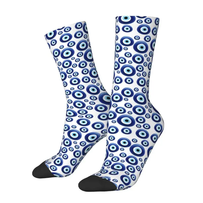 Funny Men's Mediterranean Evil Eye Protection Dress Socks Unisex Warm Comfortable 3D Printed Lucky Charm Amulet Hamsa Crew Socks