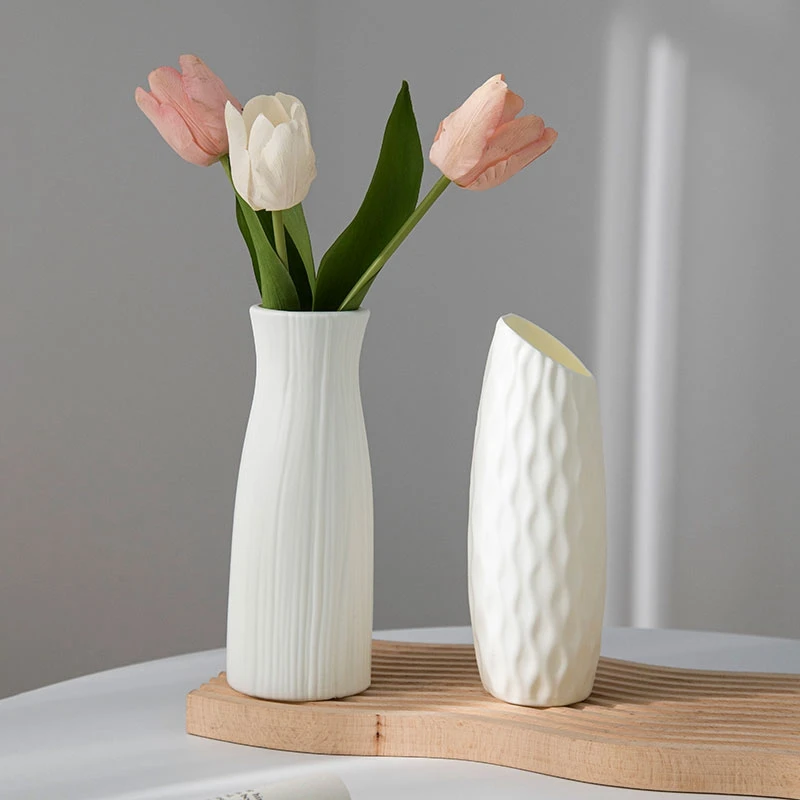 Nordic Plastic Vases Office Desk Accessorie White Flowers Bottle Vase Decoration Home Vase for Flowers Home Table Ornament