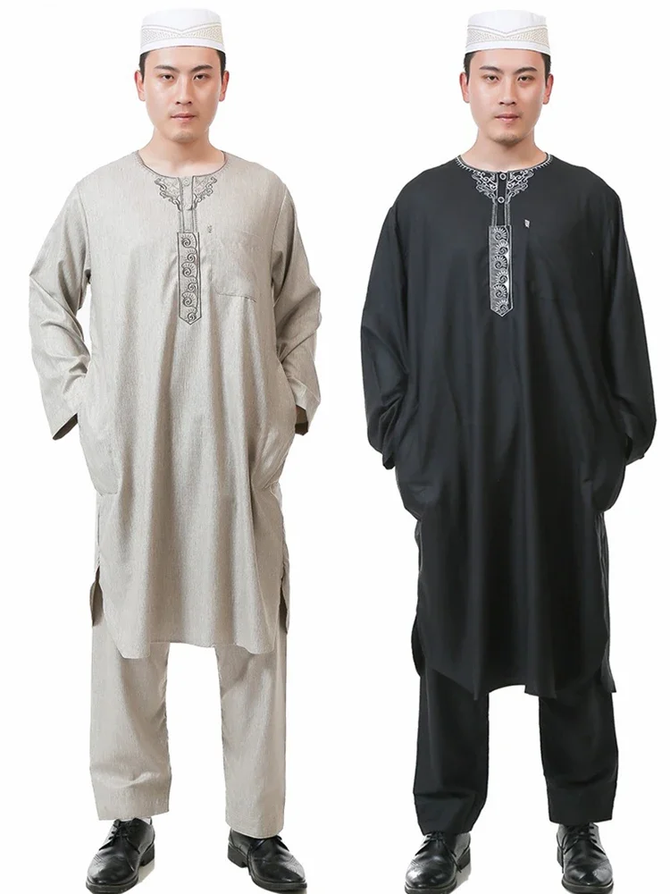 

Bangladesh Arabic Thobe 2 Pieces Set Muslim Men Pakistan Islamic Clothing Man Arabic Qamis Kaftan Hombre Djellaba Homme Kurta