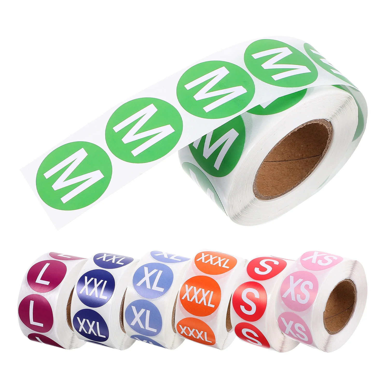 

7pcs Size Stickers Self Adhesive Round Labels for Clothing 7 Sizes XS S M L XL XXL XXXL EachMaterial