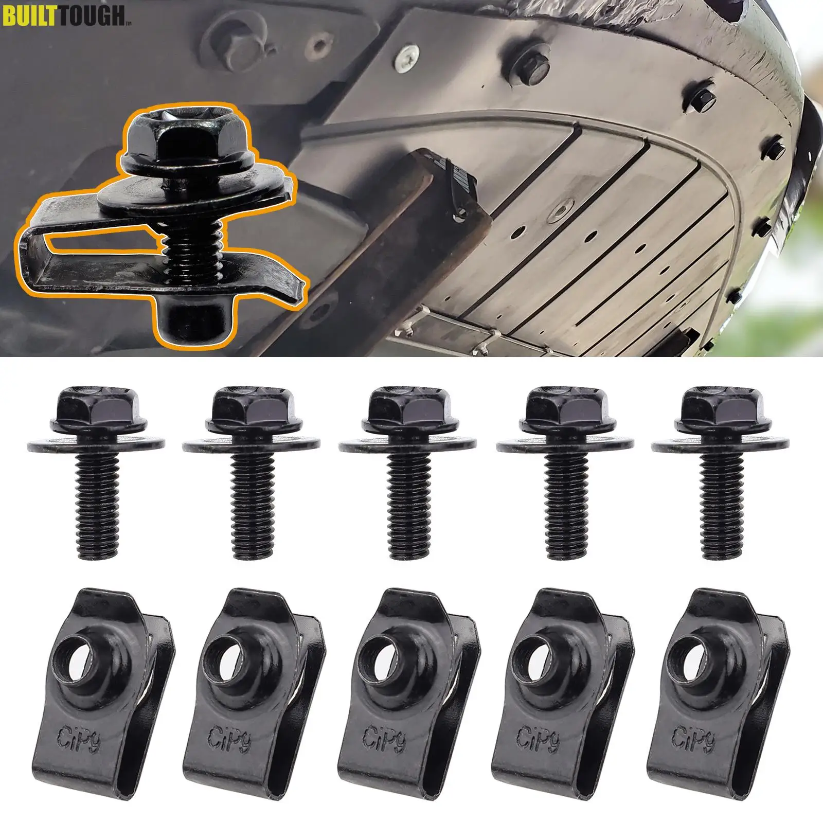 Car Body Bolts U-nut Clips M6 Engine Cover Hood Undertray Splash Shield Guard Bumper Fender Liner Retainer Fastener Rivet Screws