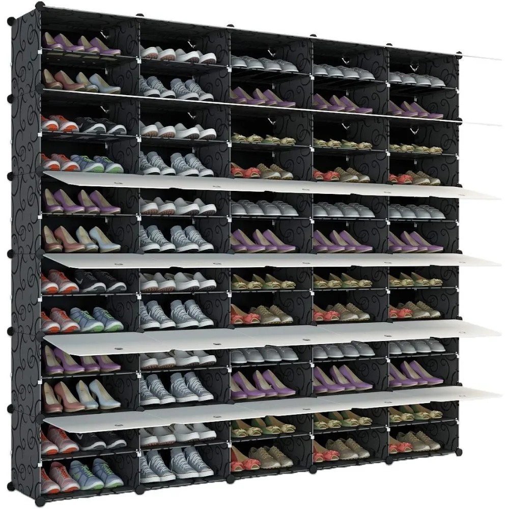 

Portable Shoe Rack Organizer 120 Pair Tower Shelf Storage Cabinet Stand Expandable for Heels, Boots, Slippers， 12 Tier