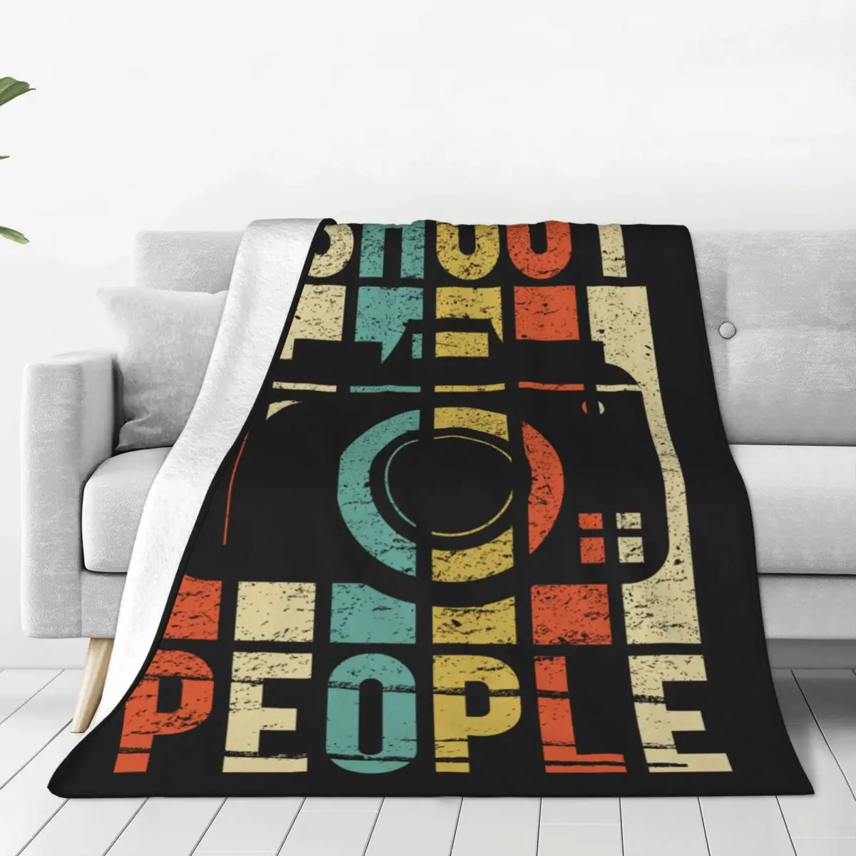 

Vintage Shoot People Photographer Knitted Blankets Fleece Super Soft Throw Blanket for Car Sofa Couch Bed Rug