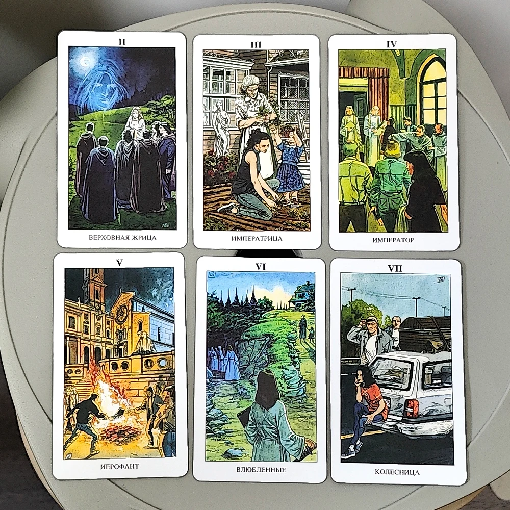 Pagan Tarot Deck In Russian Language 10.3*6cm 78 Pcs Classic Tarot Cards Illustrate The Magic of The Forces of The Elements