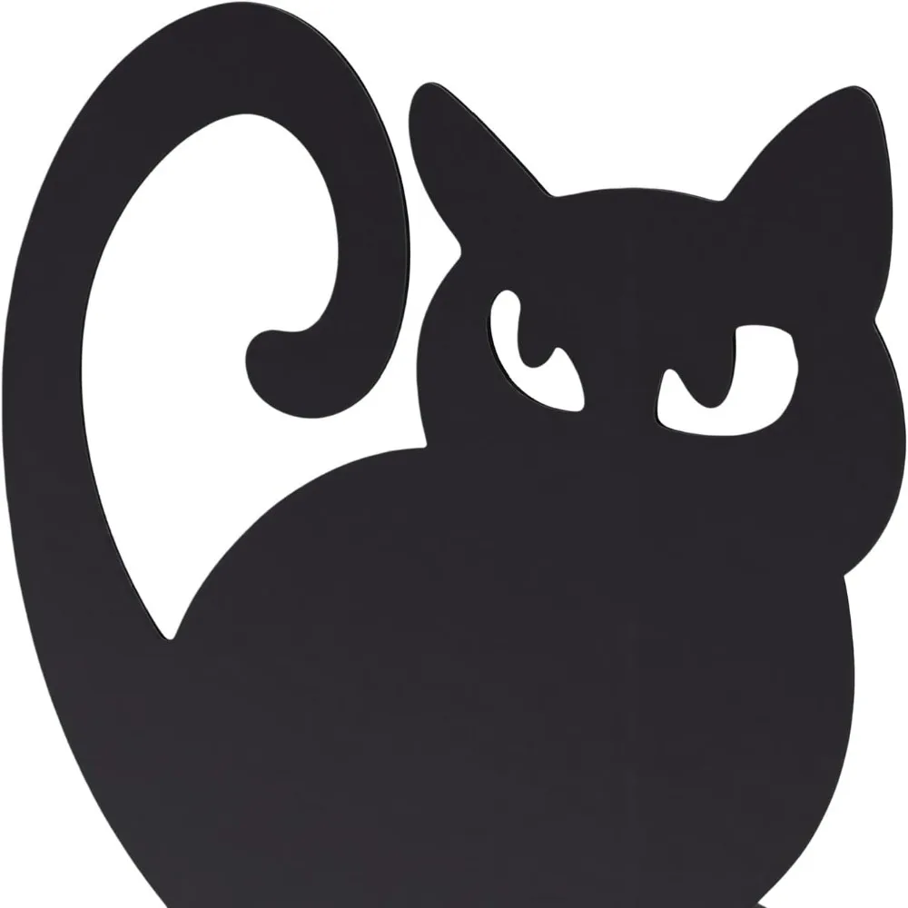 2pcs Iron Decorative Cat Bookend 4.72x4.37x5.87in Thickening Design Cat Shaped Book Stopper Black Non-Skid Base Metal Bookends