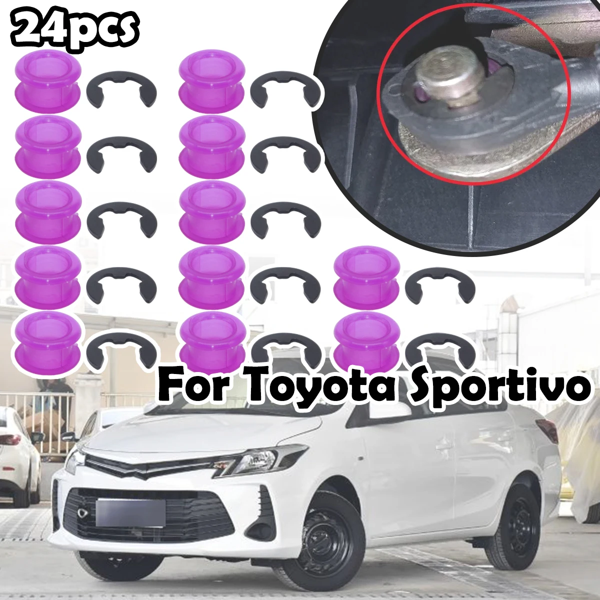 

24pcs For Toyota Sportivo Gear Shifter Cable Linkage Bushing Sleeve Both Ends Grommet Fix Durability Repair Kit Car Accessories
