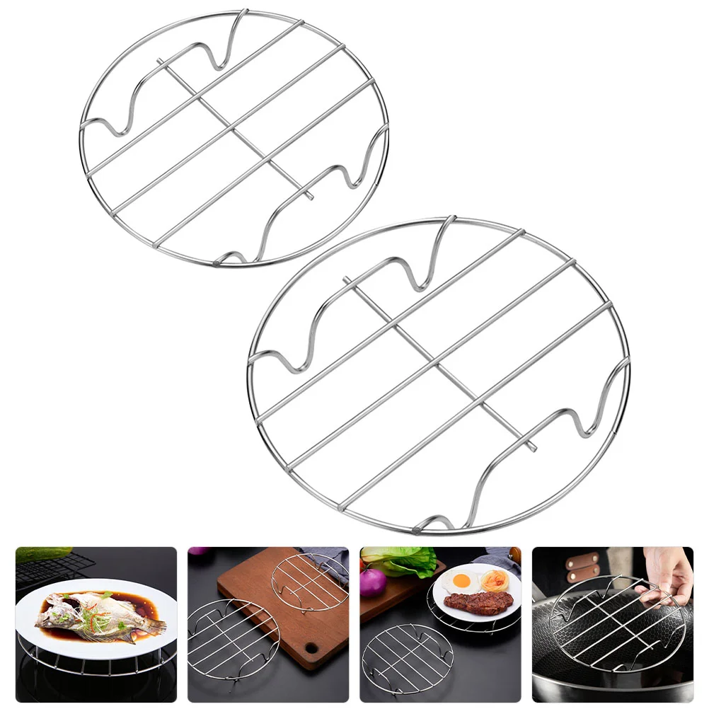 2 Pcs Stainless Steel Steam Grill Egg Steaming Holder Rack Pot Steamer Cook Kitchen Cookware Storage