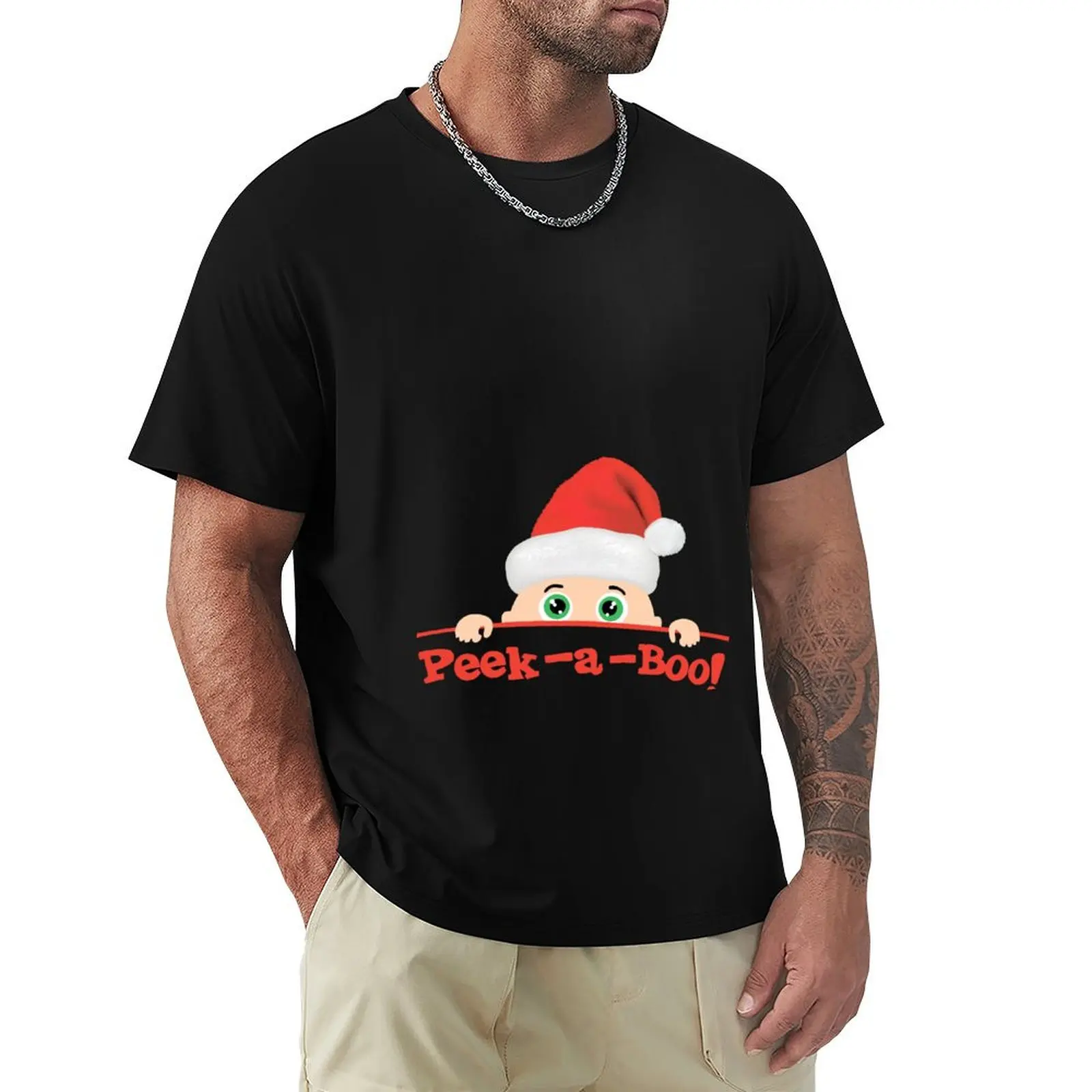 

Peek a Boo Xmas T-Shirt Breathable Workout Short Sleeve Top