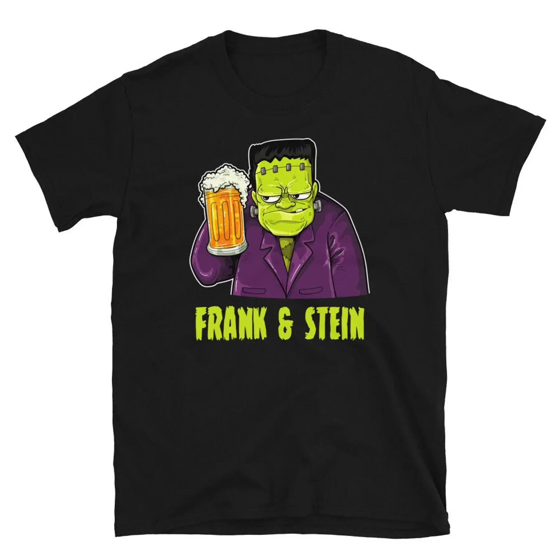 Frank Stein Monster Halloween Party Beer Drinker Short Sleeve Unisex T Shirt