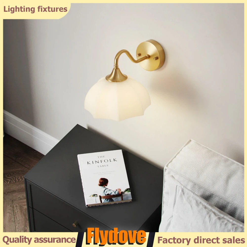 

Nordic Living Room Full Copper Wall Lamp Creative Bedroom Bedside Lamp Light Luxury Corridor Staircase Background Wall LED Light