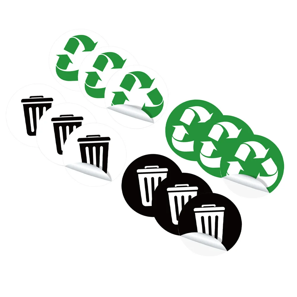 

12 Pcs Classification Stickers Trash Can Bin Applique Recycling Label Garbage Containers Pvc Kitchen Recycle Sign