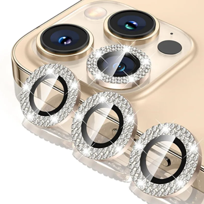 1set Double Diamond Camera Lens Protector for IPhone 16e 16 15 14 Pro Max Plus 13 Mini 16Pro ProMax Metal Glass Ring Lens Cover