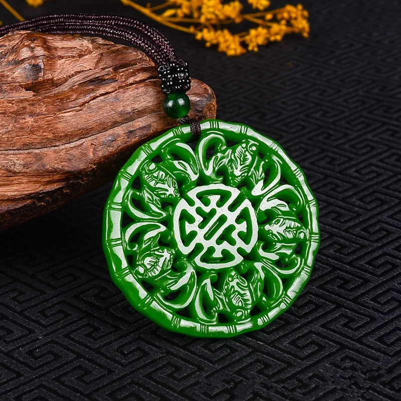 

Natural Green Hand-carved Bat Jade Pendant Fashion Boutique Jewelry Men and Women Five Blessings Birthday Necklace Accessories