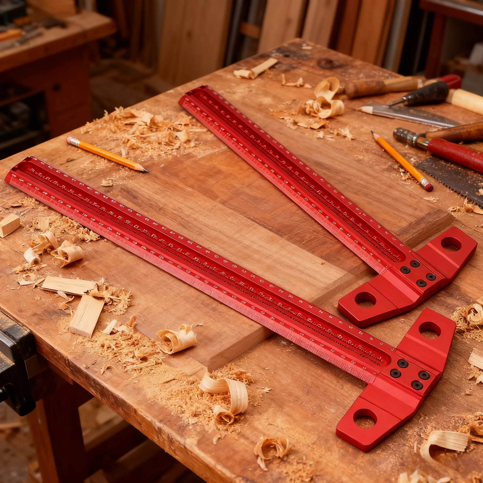 60/300/400/500 Woodworking Square Hole Marking Guage Aluminum Alloy 90° T Ruler Scriber for Multi-Function Measuring & Layout