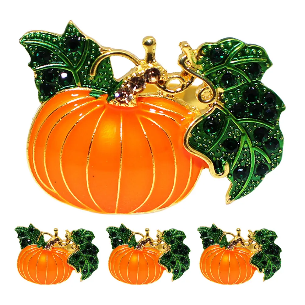 

4pcs Fall Napkin Holder Thanksgiving Pumpkin Napkin Rings Decorative Alloy Serviette Holders For Table Decor Party & Banquet