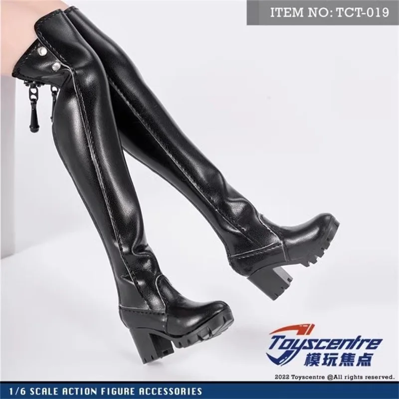 Toyscentre TCT-019 1/6 feminino salto alto motocicleta botas longas rua sapatos pretos modelo caber 12 ''figuras de ação corpo em estoque