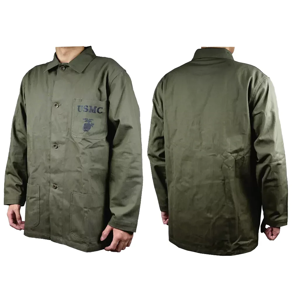 WW2 US Uniform HBT Soldier USMC Navy Jacket Marine Corps Jacket for Men Casual Coat Replica Running Coat WW2 Jacket