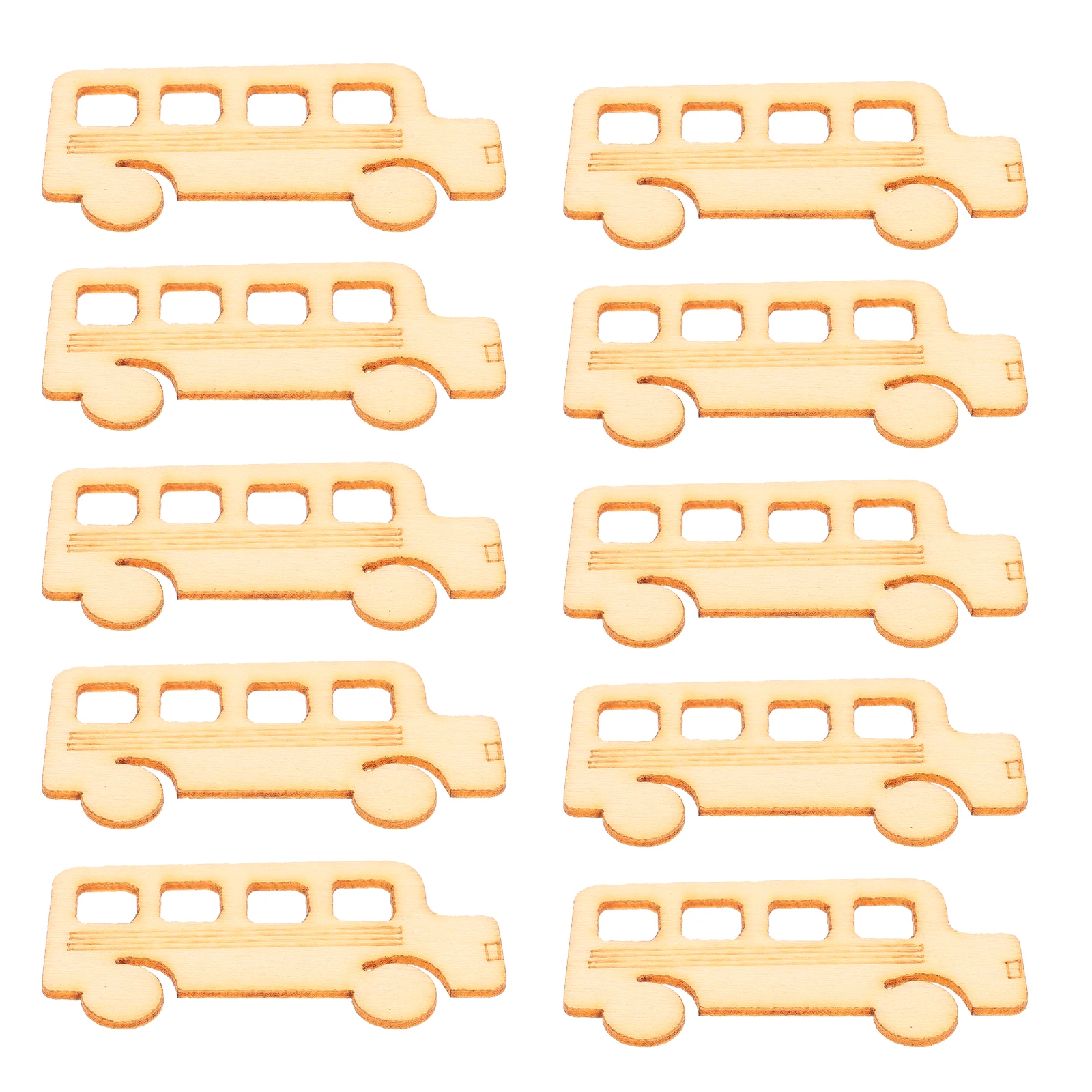 

20pcs Wooden Slices For Crafts Diy Bus Shapes Kids Art Projects Hand Painting Home Holiday Decorations Smooth Lightweight Wood