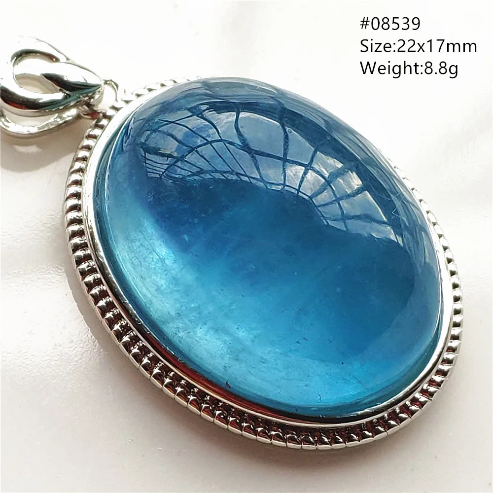 Natural Blue Aquamarine Pendant 925 Sterling Silver Oval Ice Aquamarine Women Men Fashion Water Drop Jewelry AAAAAA