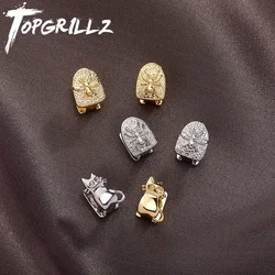 TOPGRILLZ Trend Single Animal Teeth Grillz Hip Hop Glossy Tooth Caps For Women Men Body Jewelry Halloween Decoration