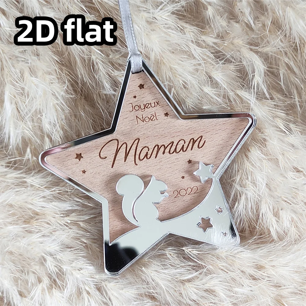 Adorno navideño personalizado, diseño de estrella de ardilla, primera bola navideña para bebé, decoración de regalo navideña personalizada, 1 ud.