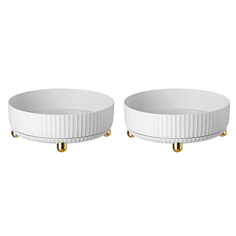 

2X Rotatable Storage Shelf, Rotatable Spice Holder Organizer Carousel, Spice Rack Rotatable Pantry Cabinet Dresser White