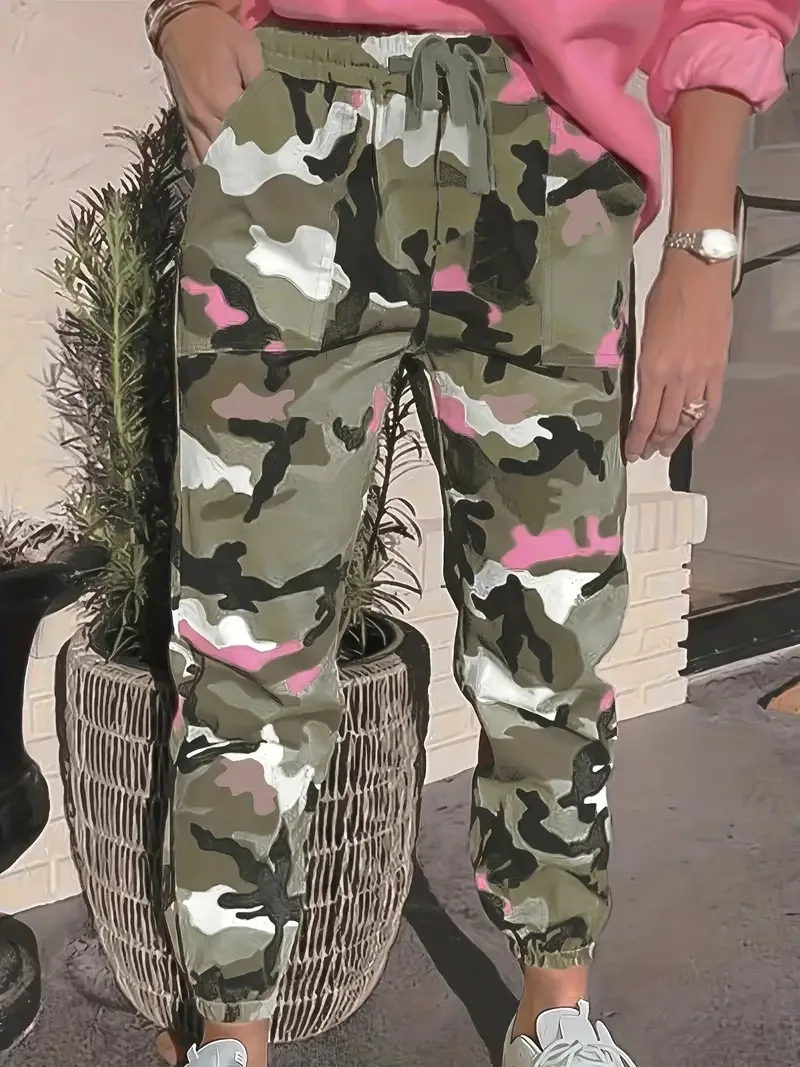 2025 العصرية المطبوعة التمويه زوجين Sweatpants الرجال فضفاض الحريم طماق الربيع والصيف نمط جديد #5