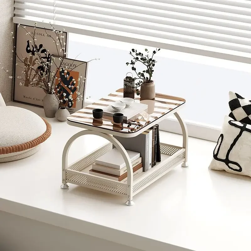 Glass small coffee table, bedroom, home, tatami, internet celebrity, cream, small low table, bay window, small table