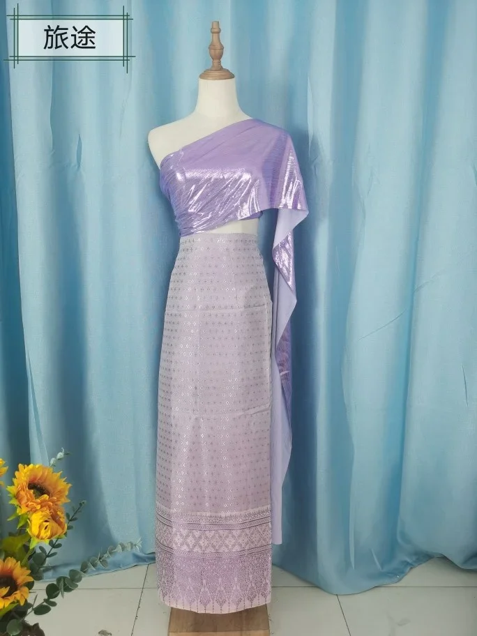 شال نسائي صيفي ملفوف ، حبة لامعة ، قمصان شبكية ، طراز جنوب شرق آسيا ، مهرجان حفلات ، داي ، تايلاندي تقليدي