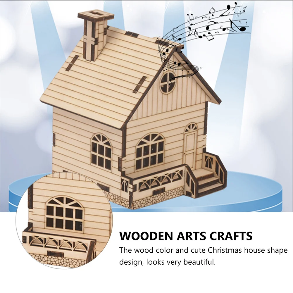 ชุดกล่องดนตรีบ้านคริสต์มาส 1 ชุด ทำจากไม้ ชุด DIY สำหรับเด็ก วัสดุงานฝีมือ โปรเจกต์งานฝีมือ ทนทาน ไม่ต้องใช้เครื่องมือ