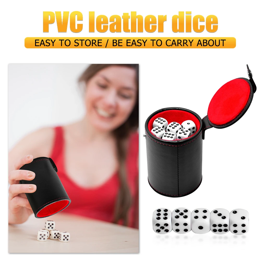 مجموعة أكواب النرد الجلدية البلاستيكية للعب الألعاب ، اكسسوارات حفلات البار ، صندوق النرد ، ألعاب KTV ، 10 النردات #4