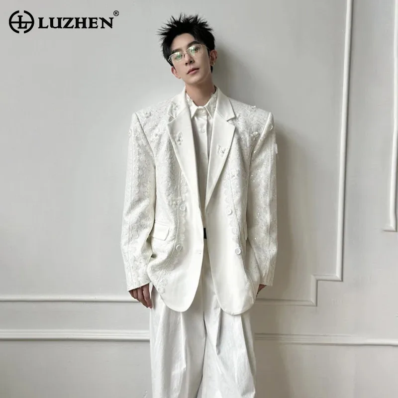 LUZHEN Butterfly Original Embroidery 2026 Patchwork Design Blazer New Coat Men's Fashion Handsome Elegant Luxury Clothes JY8442