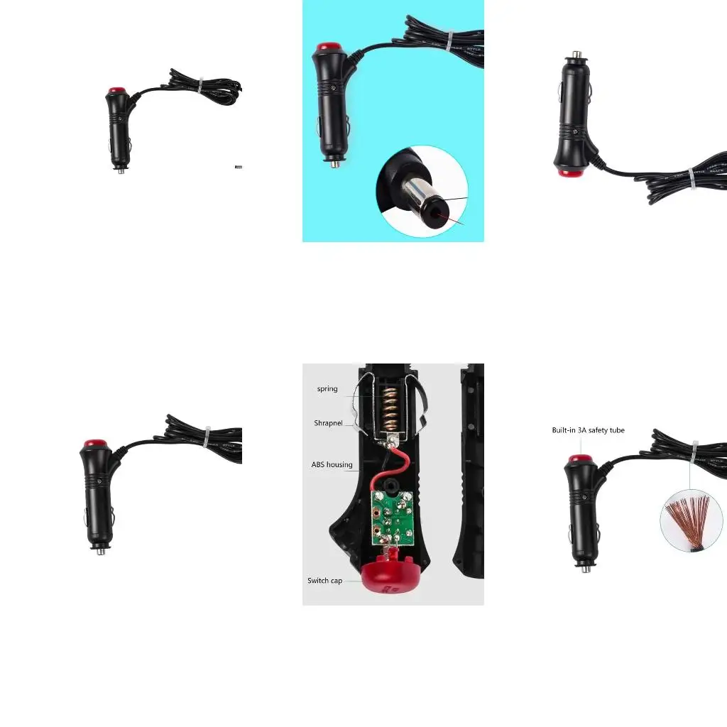 Powerful 3.5x1.35mm Car with On/Off-Button Auto Power Supply Cable Power Outlet Converter Wire 100cm/300cm