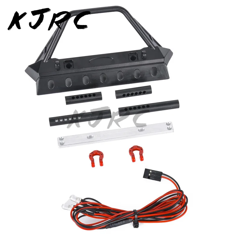 Bumper Depan Logam dengan Lampu untuk 1/10 RC Crawler Axial SCX10 90046 SCX10 III AXI03007 AXI03003 TRX-4 Peningkatan