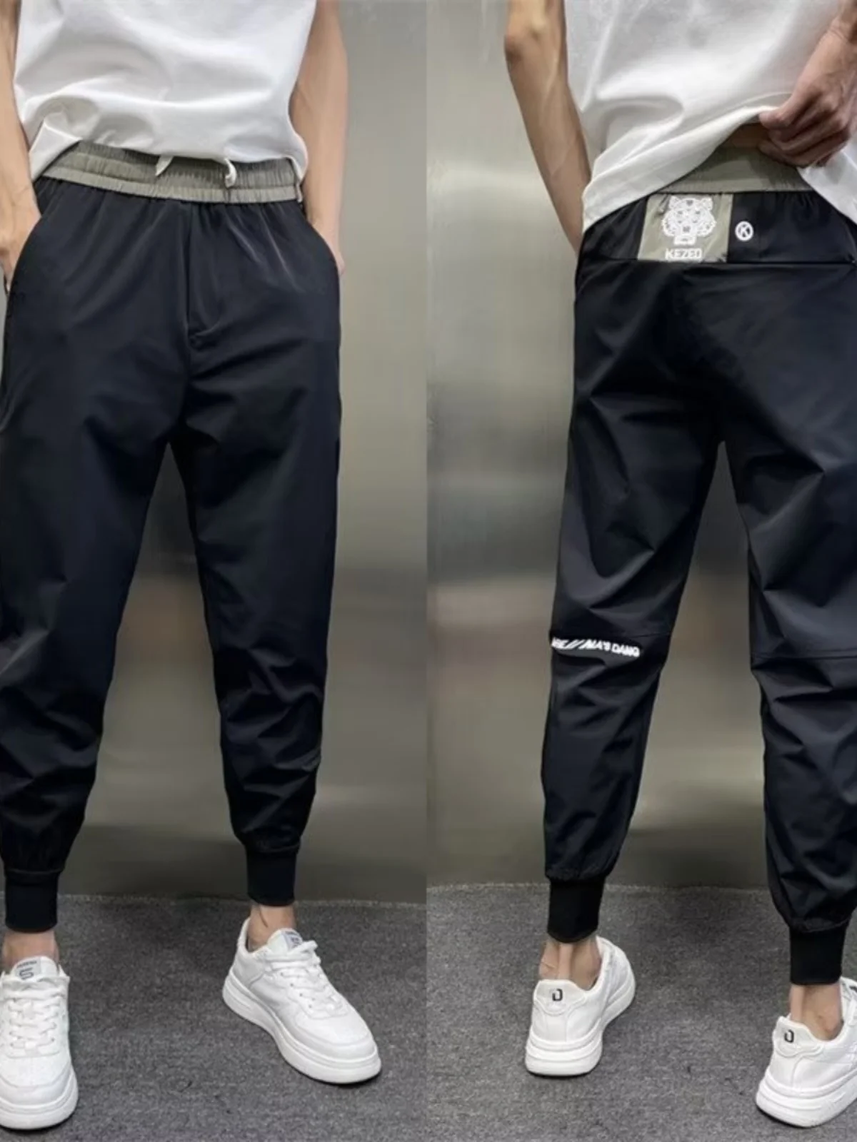 

Повседневные мужские осенние брюки Spor Slim Fit, модная рабочая одежда с манжетами, брюки из девяти предметов, крутые модные молодежные брюки Harlan P...