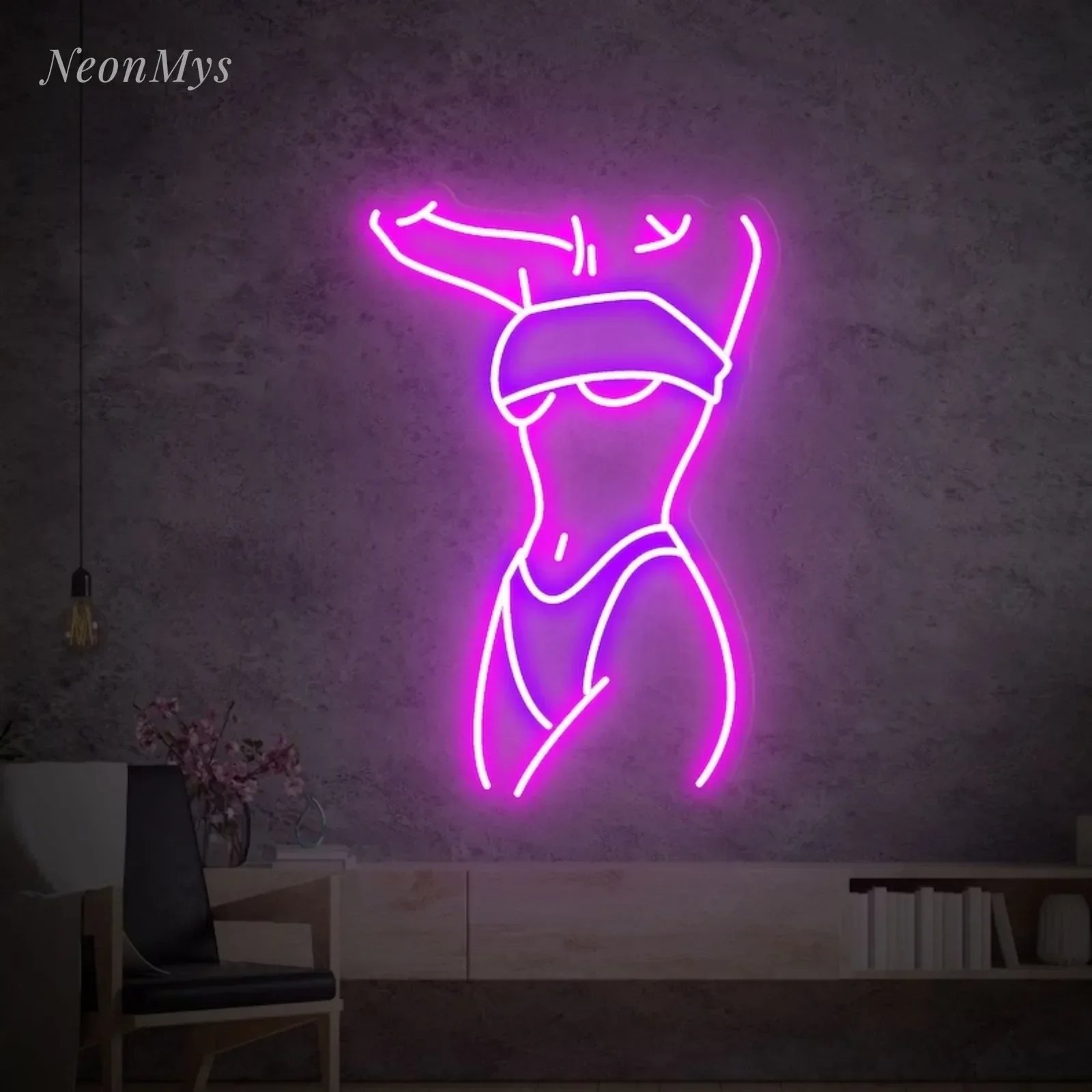 Sexy Woman Body Led Neon Sign, Female Figure Lights in Gymnasium Wall Decor Girl Room Neon Sign Support Custom