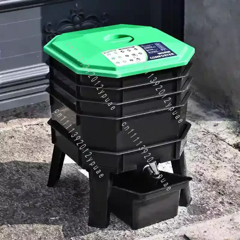 Stackable Multi-Tray Compost Bin Thickened Worm Breeding Box for Garden Courtyard Food Waste Treatment