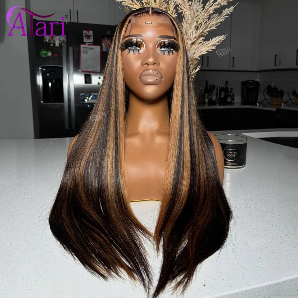 براون 30 يسلط الضوء على 13x4 الدانتيل أمامي شعر مستعار مستقيم قبل قطعها شقراء 27 شريط 13x6 الدانتيل الشفاف شعر مستعار أمامي الشعر البرازيلي #1