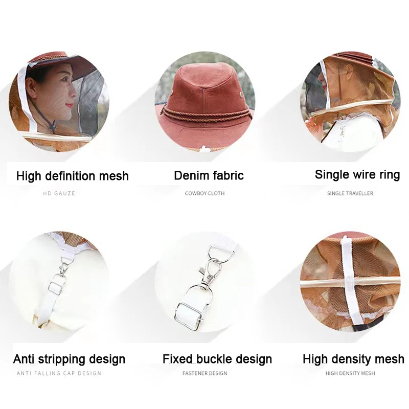 Beekeeping Cowboy Hat Beekeeping Protector Cap Beekeeper Fly Insect Net Cowboy Comfortable Design Anti bee Hat