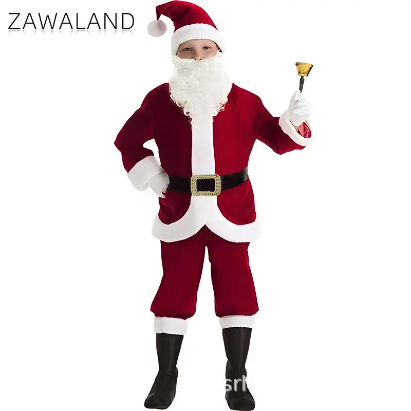 

Zawaland Santa Claus Costume Set Christmas Role Play Outfit for Children Boys Santa Suit with Hat Cosplay Costumes Xmas Gift