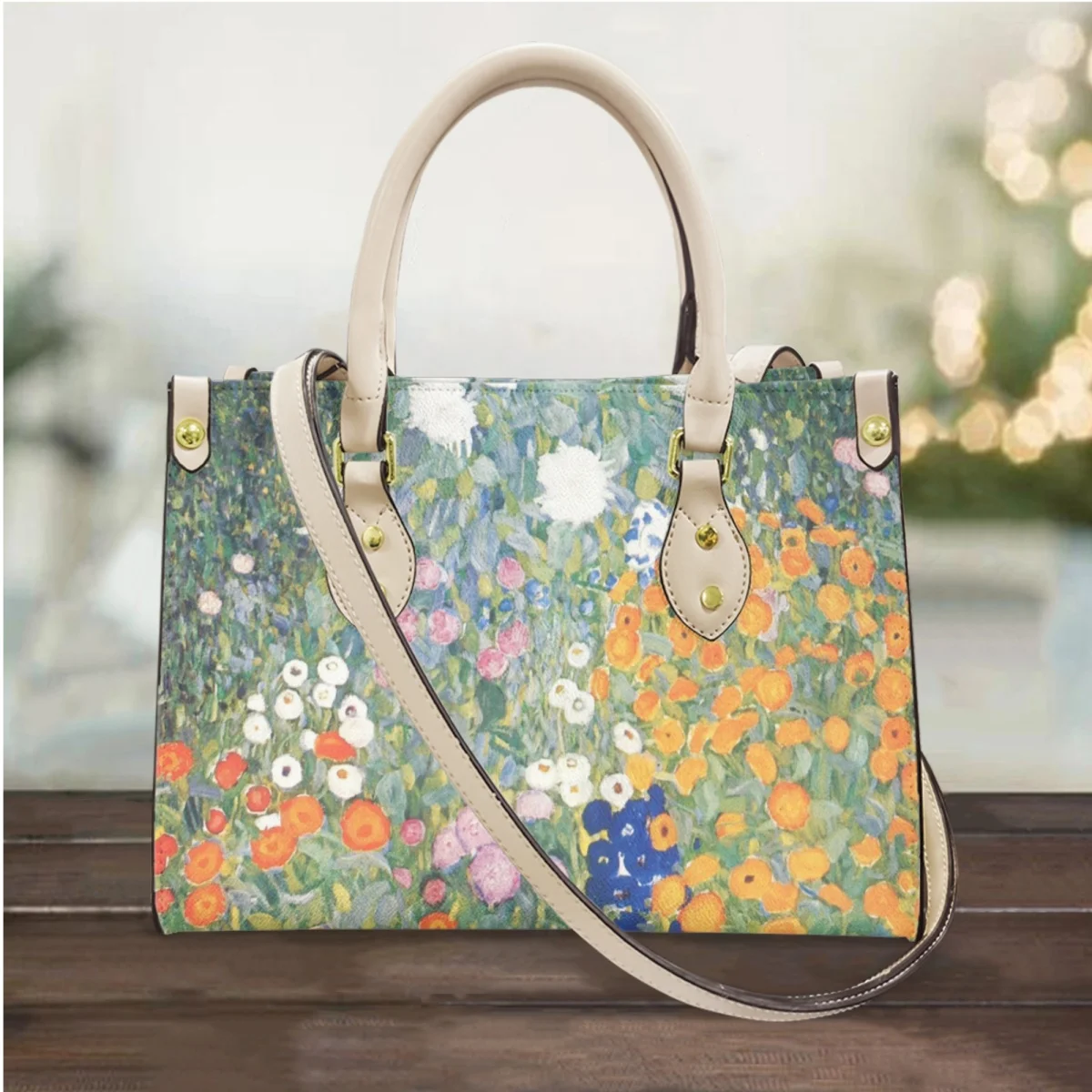 FORUDESIGNS Female Luxury Shoulder Bags Elegant Fashion Handbag Gustav Klimt Flower Garden Ladies Handbags Storage Makeup