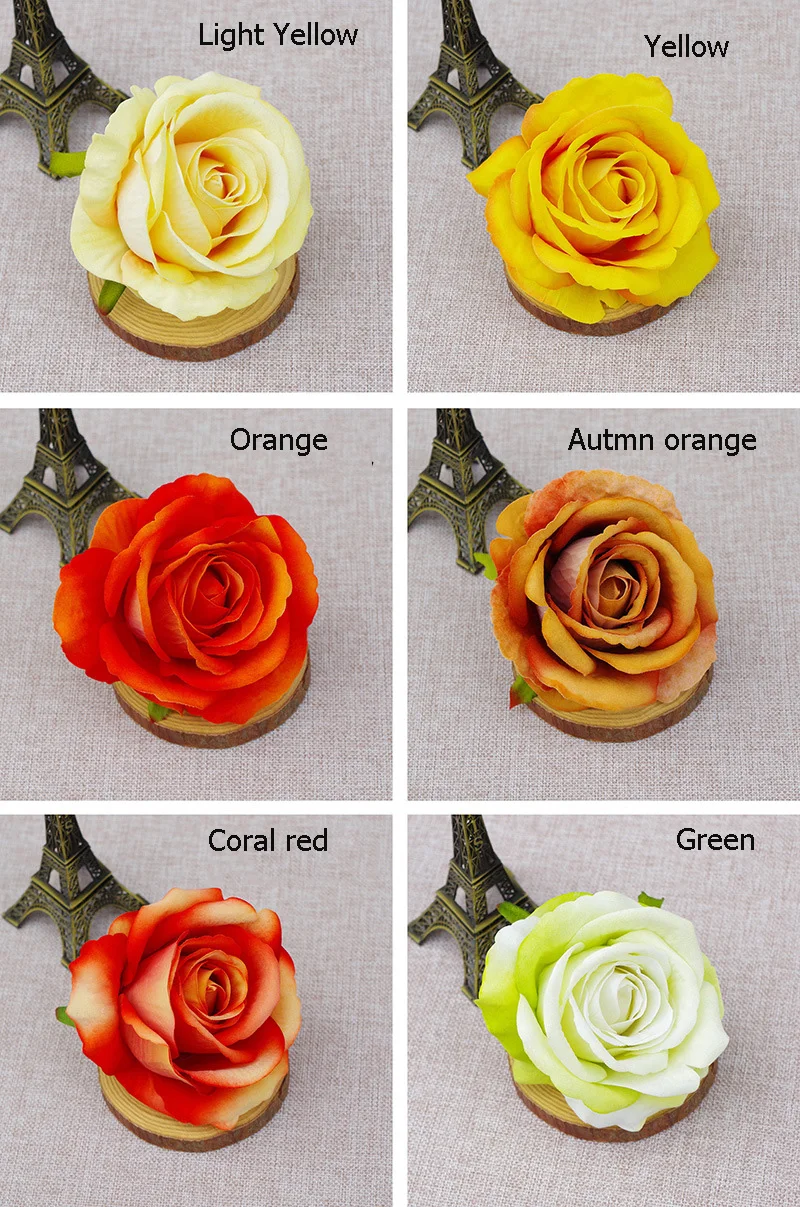 10 Stück 10cm Simulierte Samt-Rosenköpfe Künstliche Blumen Hochzeitsblumenwand Hintergrunddekoration Feiertags-Hut-Accessoires Kranz – Detail 6