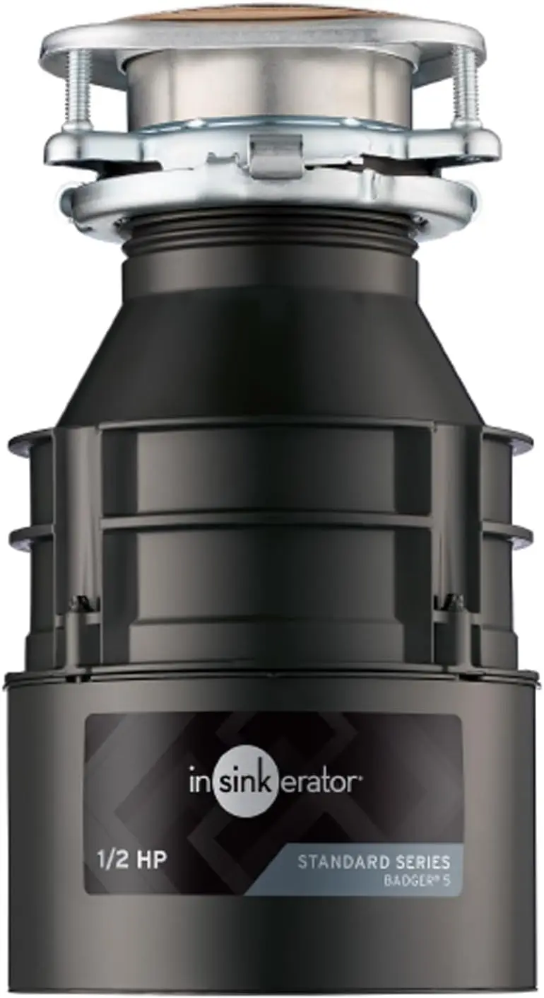 Badger 5 Garbage Disposal, Standard Series 1/2 HP Continuous Feed Food Waste Disposer, Black, Set of 1