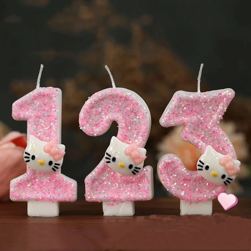 

Hello Kitty Birthday Candle Digital Candle Pink Cake Decorative Girl's Festival Gift Women's Accessories Couple Gift Wholesale