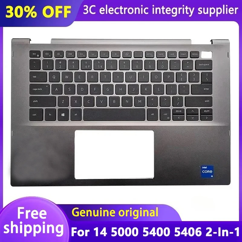 

НОВИНКА для ноутбука Inspiron 14 5000 5400 5406 2-в-1, американская/латинская клавиатура с подсветкой, упор для рук, верхняя крышка, верхний корпус, серый 0X46H3