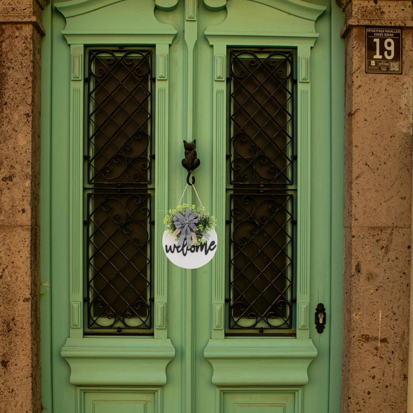 

Spring 3D Wooden Welcome Sign Front Door Porch Decor Round Floral Wreath Hanging Wall Art Farmhouse Rustic Home Outdoor Indoor