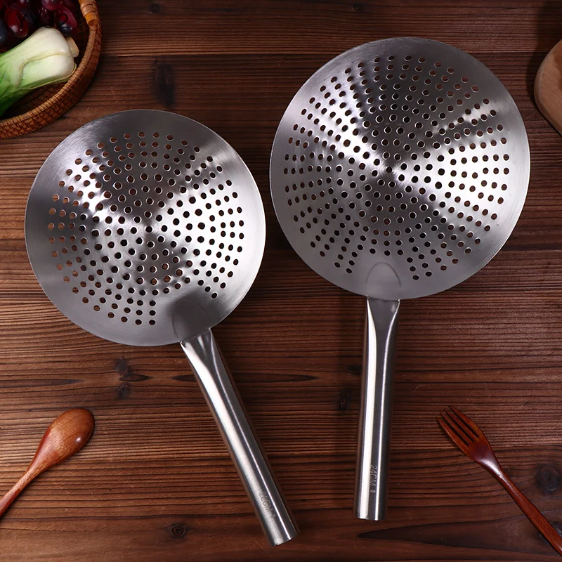 〔YY32〕Thickened 304 Stainless Steel Noodles Spoon Colander With Long Handle Oil Skimmer Food Strainer Sieve Skimmer Scoop